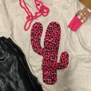 Hot Pink Leopard Cactus Graphic Tee
